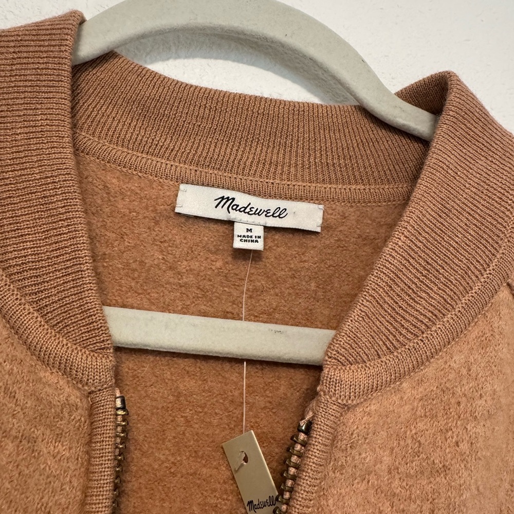 NWT Madewell Bomber Sweater Jacket 100% Marino Wool - Picture 2 of 5